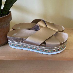 BP Torri Platform Slide Sandal Rose Gold